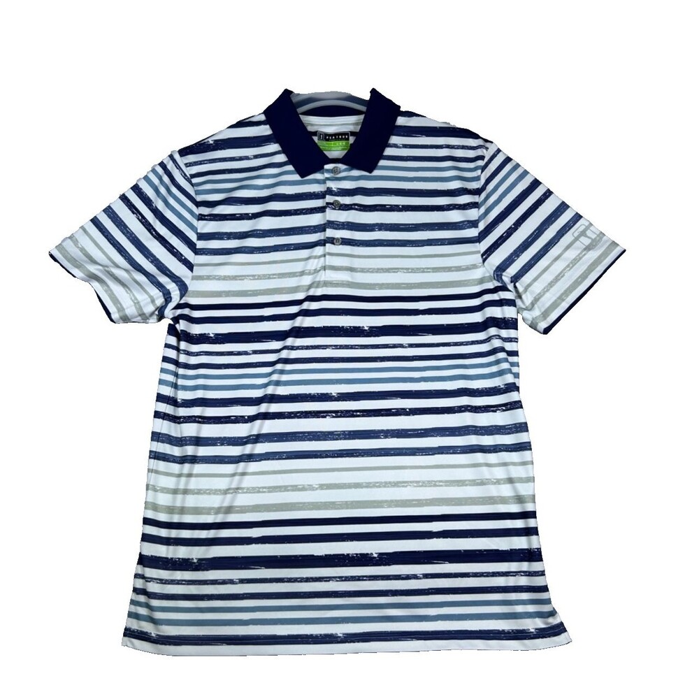 PGA TOUR Pro Series Men’s Large Golf Polo Athletic Fit Striped Performance multi